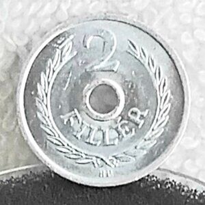Circulated 1971 Hungarian 2 Filler Magyar Nepkoztarsasag Coin Made of Aluminum!!